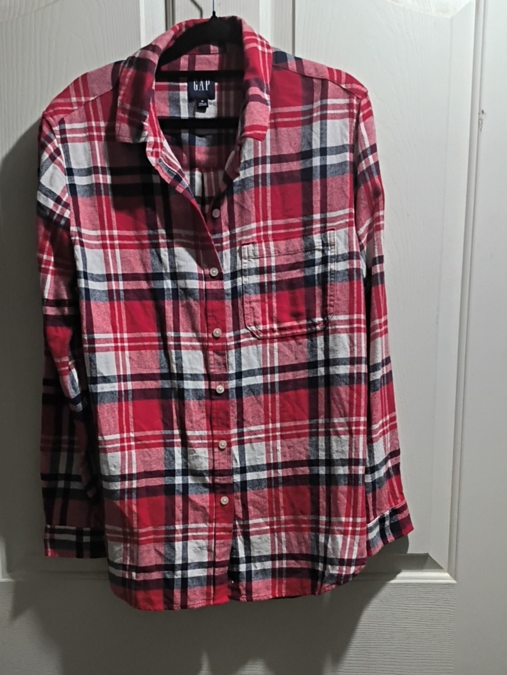 GAP Red and White Plaid Button-Down Shirt